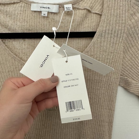 Vince Elbow Sleeve Scoop Neck Henley - Picture 2 of 3